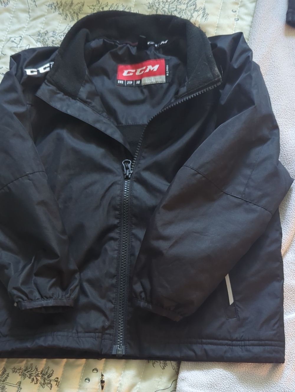 CCM Kids Black Puffer Jacket with Red Logo